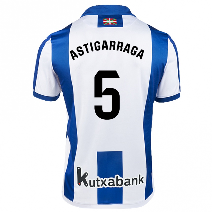 Men Football Eneko Astigarraga #5 White Blue Home Jersey 2024/25 T-Shirt Nz