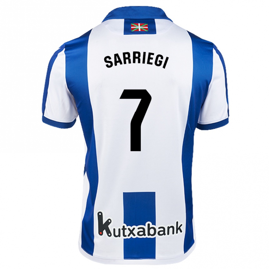 Men Football Amaiur Sarriegi Isasa #7 White Blue Home Jersey 2024/25 T-Shirt Nz