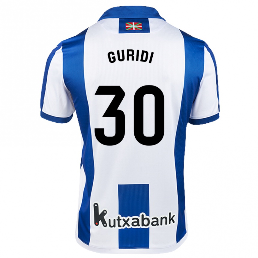 Men Football Elene Guridi Mesonero #30 White Blue Home Jersey 2024/25 T-Shirt Nz