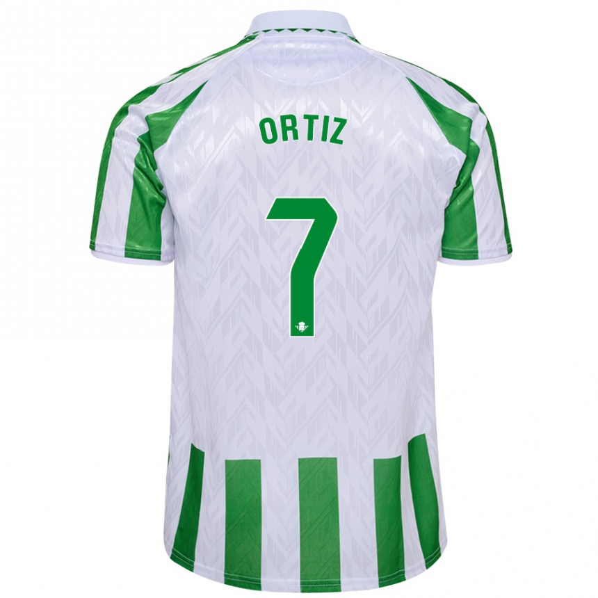 Men Football Ángel Ortiz #7 Green White Stripes Home Jersey 2024/25 T-Shirt Nz