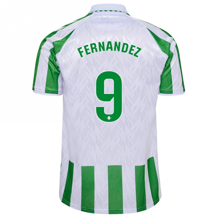 Men Football Marcos Fernández #9 Green White Stripes Home Jersey 2024/25 T-Shirt Nz