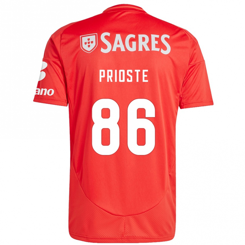 Men Football Diogo Prioste #86 Red White Home Jersey 2024/25 T-Shirt Nz