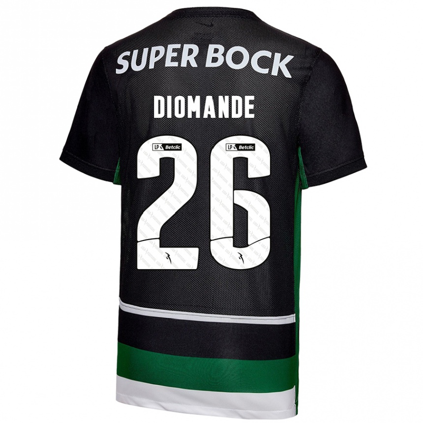 Men Football Ousmane Diomande #26 Black White Green Home Jersey 2024/25 T-Shirt Nz