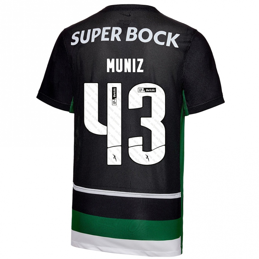 Men Football João Muniz #43 Black White Green Home Jersey 2024/25 T-Shirt Nz