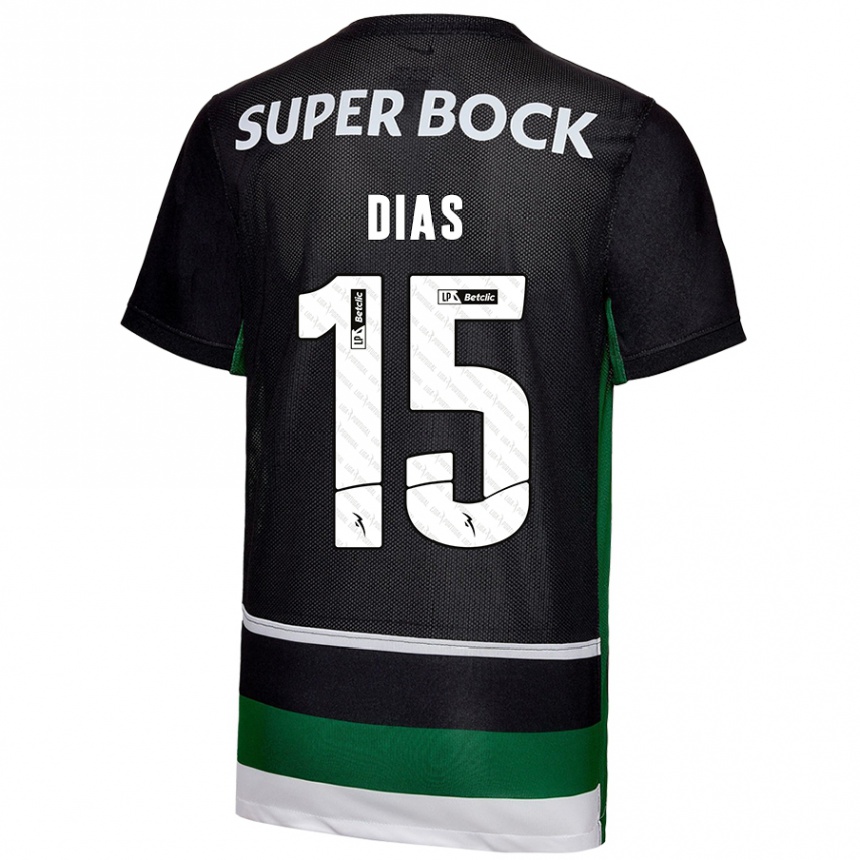 Men Football Rodrigo Dias #15 Black White Green Home Jersey 2024/25 T-Shirt Nz