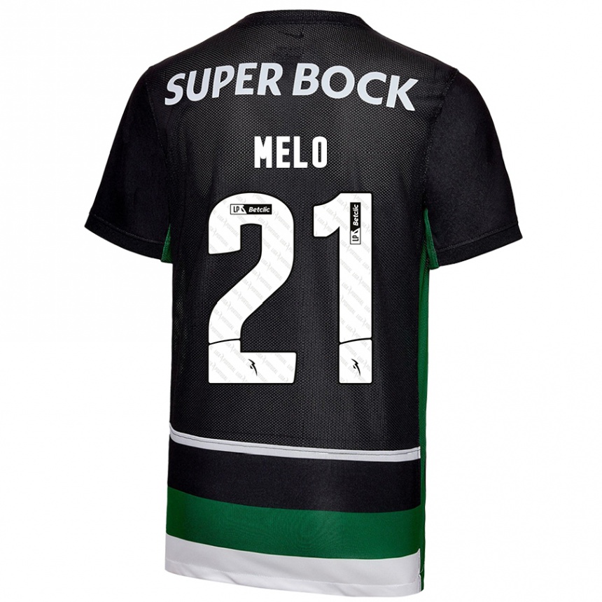 Men Football Gabriel Melo #21 Black White Green Home Jersey 2024/25 T-Shirt Nz