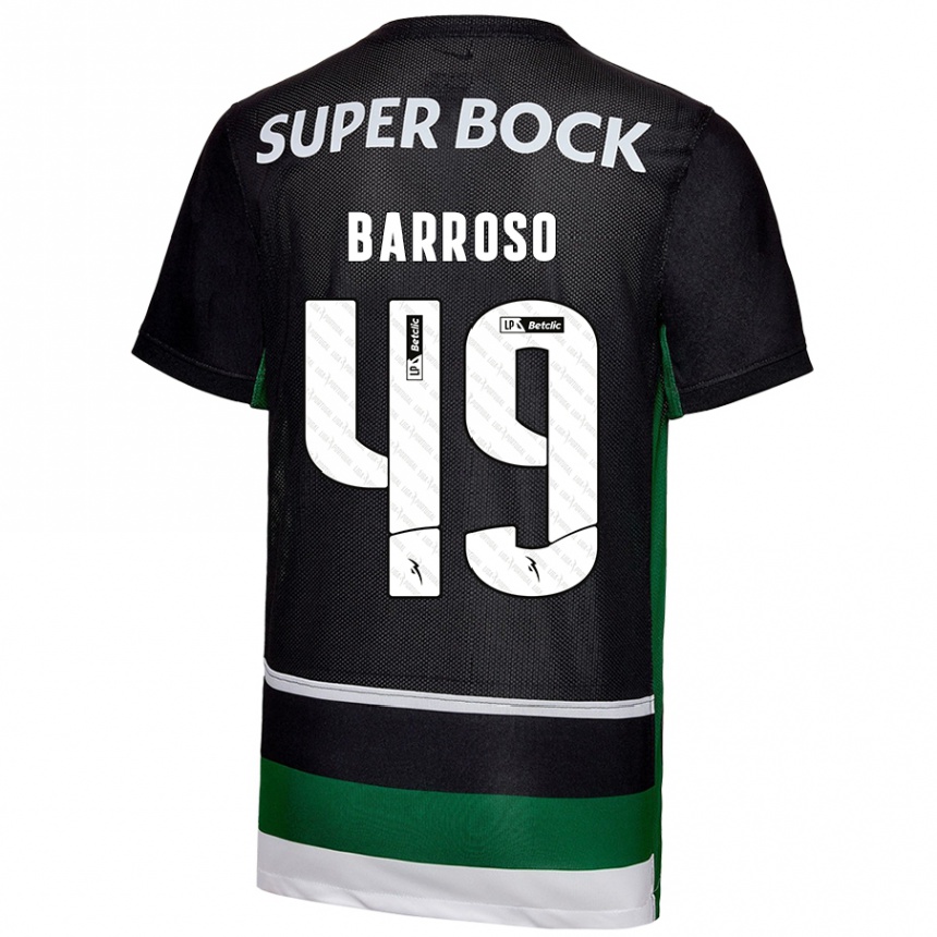 Men Football Leonardo Barroso #49 Black White Green Home Jersey 2024/25 T-Shirt Nz