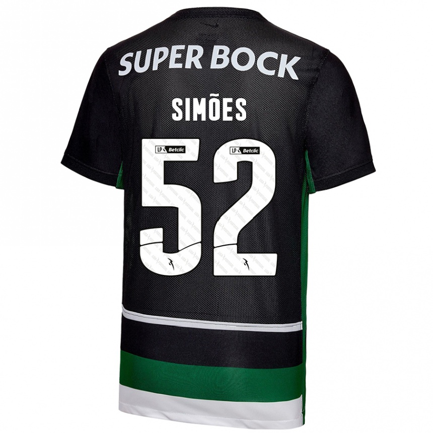 Men Football João Simões #52 Black White Green Home Jersey 2024/25 T-Shirt Nz