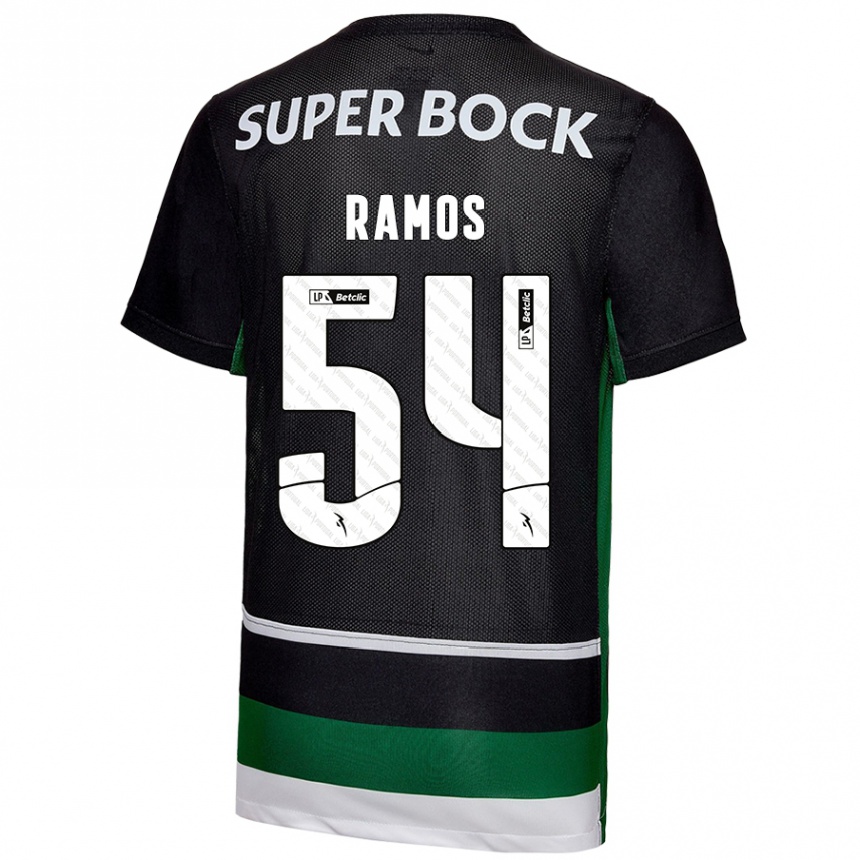 Men Football Bruno Ramos #54 Black White Green Home Jersey 2024/25 T-Shirt Nz