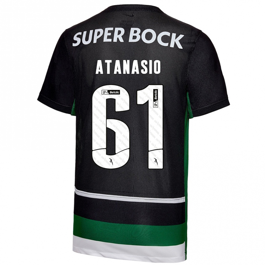 Men Football Atanásio #61 Black White Green Home Jersey 2024/25 T-Shirt Nz