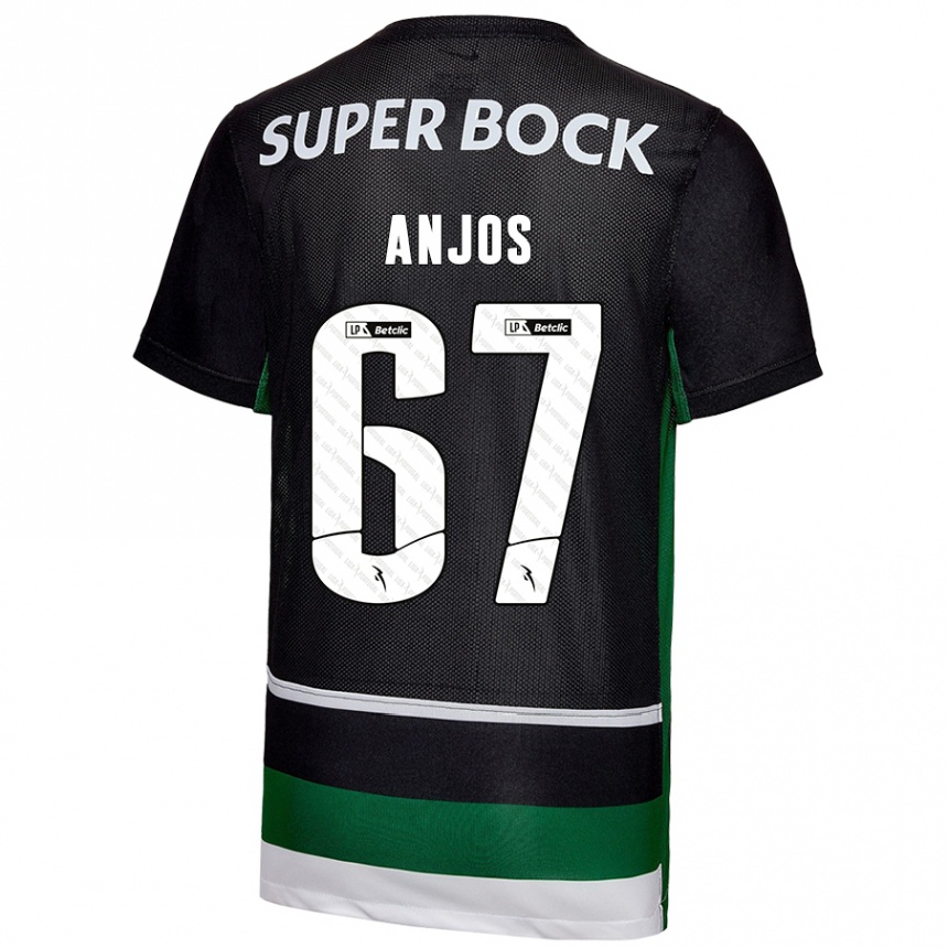 Men Football Lucas Anjos #67 Black White Green Home Jersey 2024/25 T-Shirt Nz