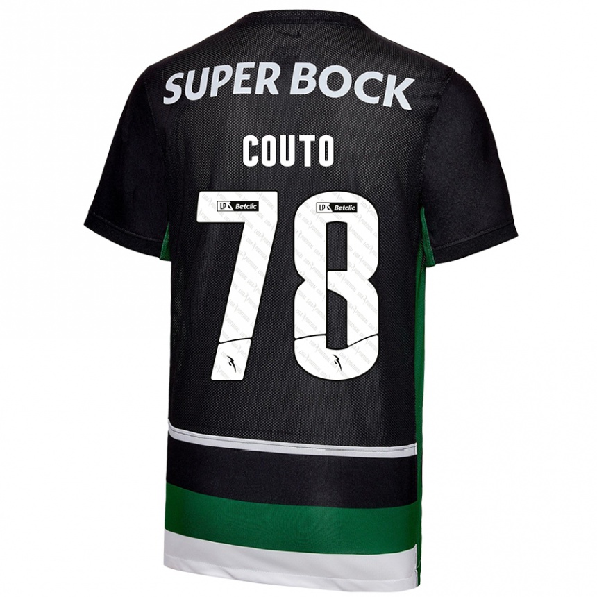 Men Football Mauro Couto #78 Black White Green Home Jersey 2024/25 T-Shirt Nz