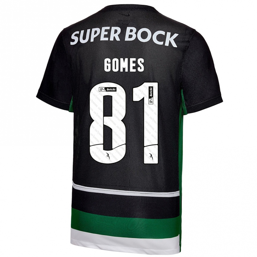 Men Football Salvador Gomes #81 Black White Green Home Jersey 2024/25 T-Shirt Nz