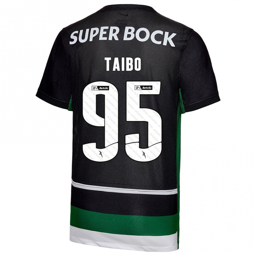 Men Football Lucas Taibo #95 Black White Green Home Jersey 2024/25 T-Shirt Nz