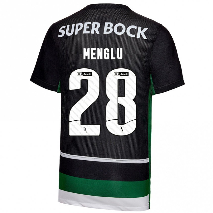 Men Football Shen Menglu #28 Black White Green Home Jersey 2024/25 T-Shirt Nz