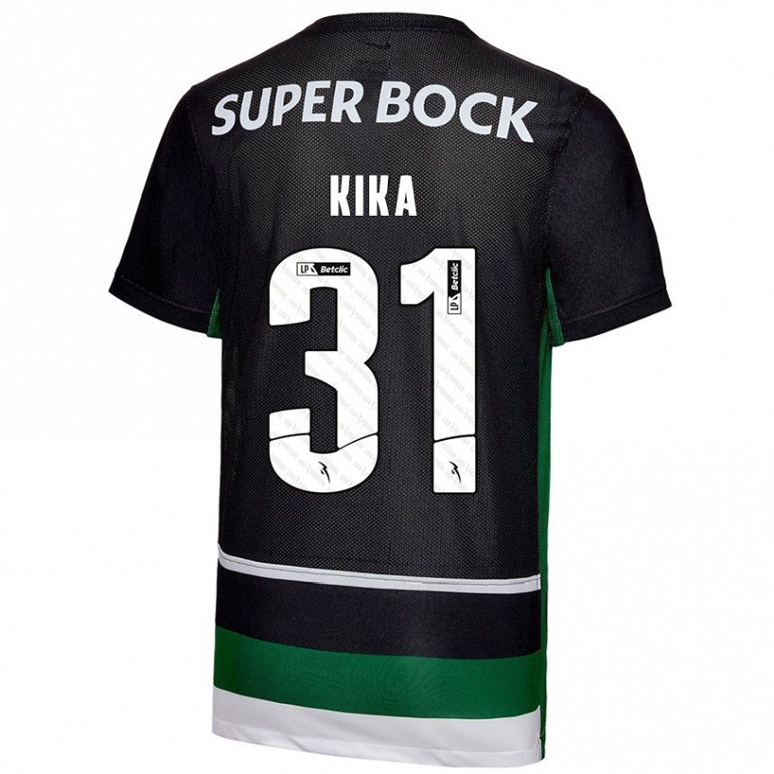 Men Football Kika #31 Black White Green Home Jersey 2024/25 T-Shirt Nz