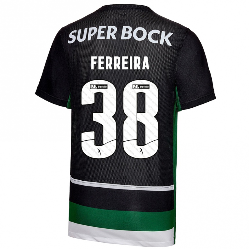 Men Football Marta Ferreira #38 Black White Green Home Jersey 2024/25 T-Shirt Nz