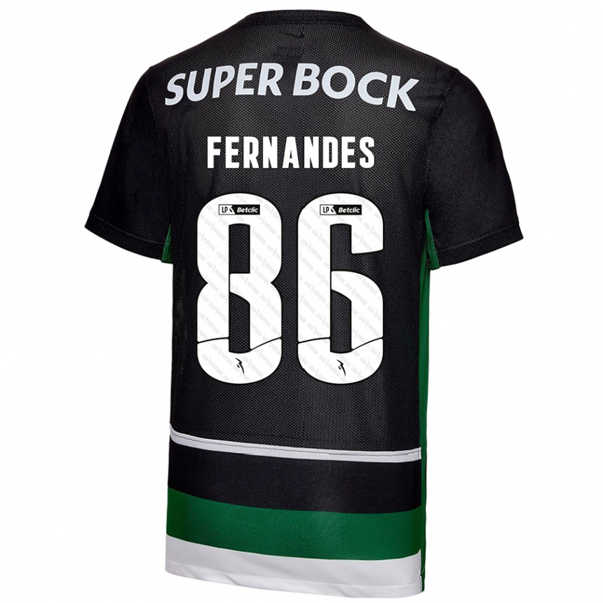 Men Football Emanuel Fernandes #86 Black White Green Home Jersey 2024/25 T-Shirt Nz