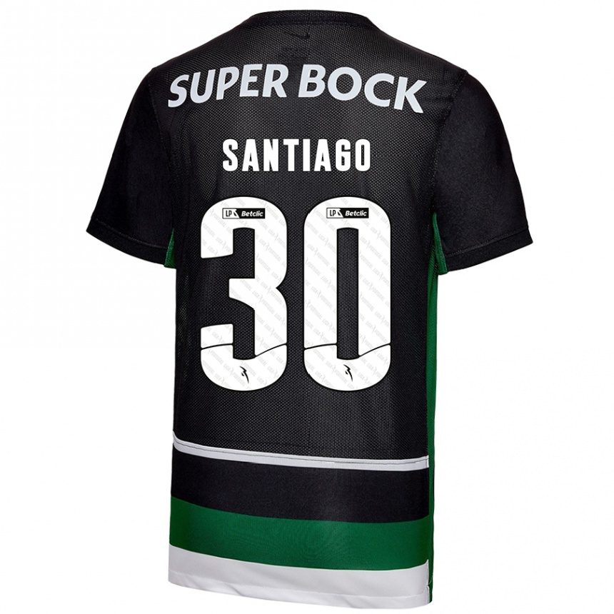 Men Football Carolina Santiago #30 Black White Green Home Jersey 2024/25 T-Shirt Nz