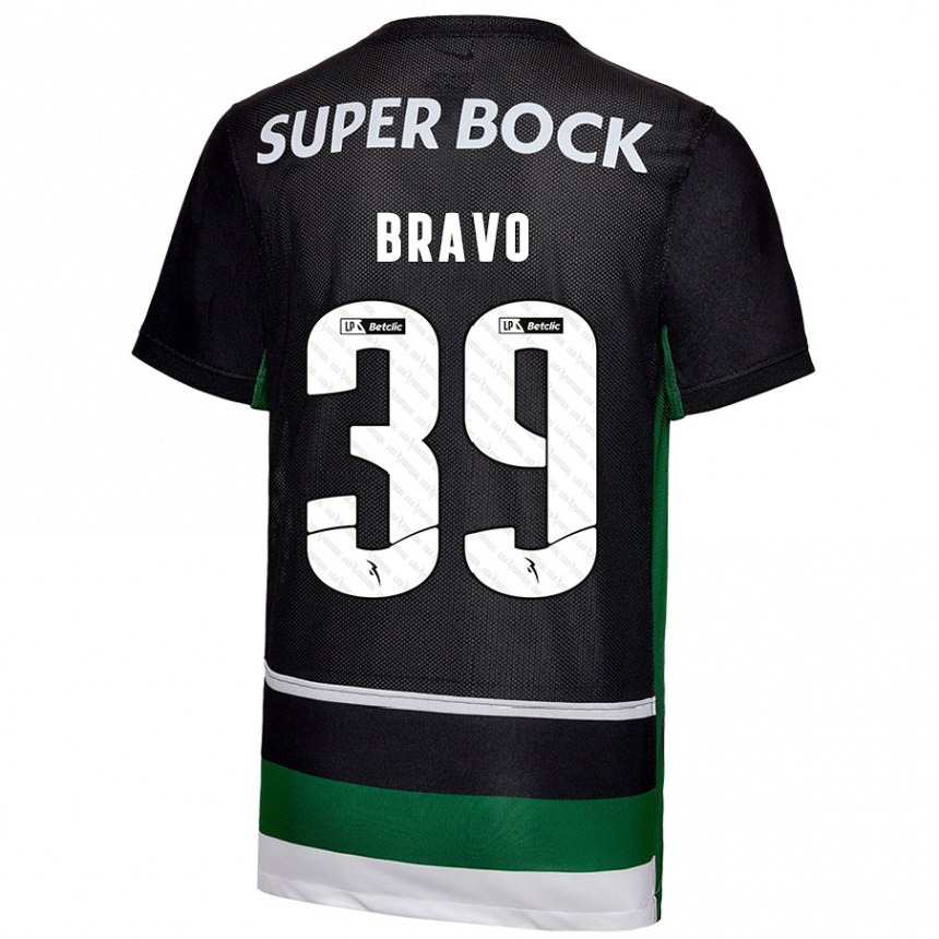 Men Football Bravo #39 Black White Green Home Jersey 2024/25 T-Shirt Nz