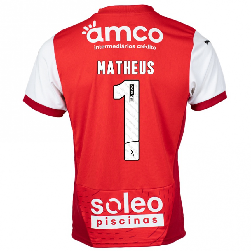 Men Football Matheus #1 Red White Home Jersey 2024/25 T-Shirt Nz