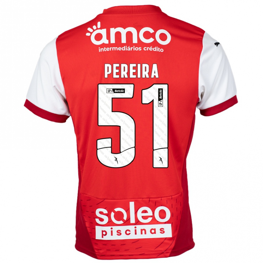 Men Football Evy Pereira #51 Red White Home Jersey 2024/25 T-Shirt Nz