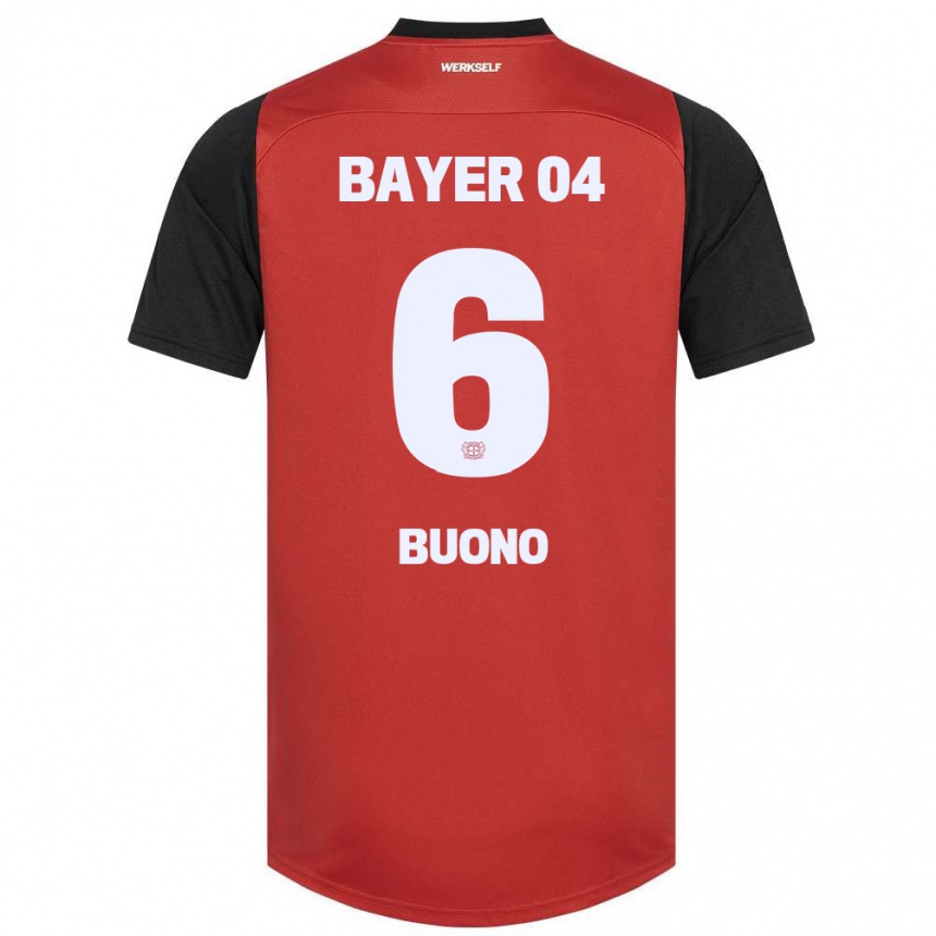 Men Football Francesco Buono #6 Red Black Home Jersey 2024/25 T-Shirt Nz