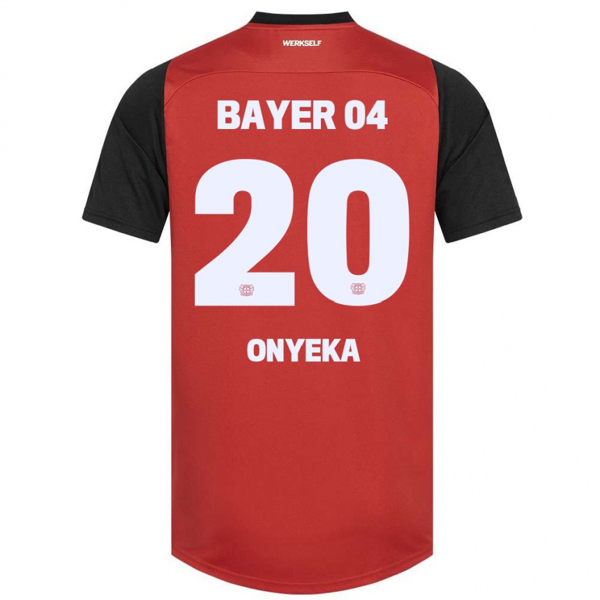 Men Football Francis Onyeka #20 Red Black Home Jersey 2024/25 T-Shirt Nz