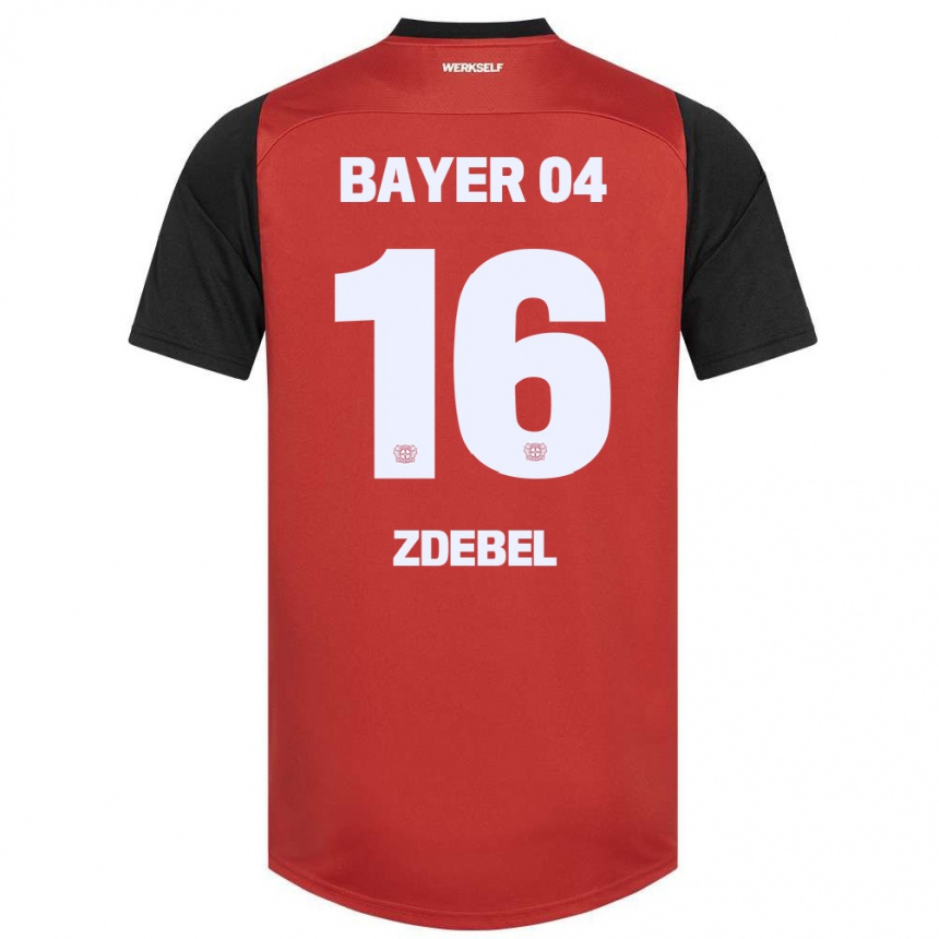 Men Football Sofie Zdebel #16 Red Black Home Jersey 2024/25 T-Shirt Nz