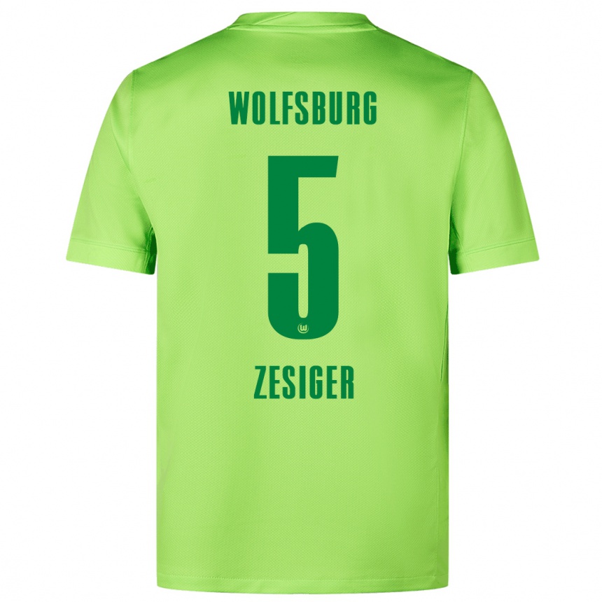 Men Football Cédric Zesiger #5 Fluorescent Green Home Jersey 2024/25 T-Shirt Nz