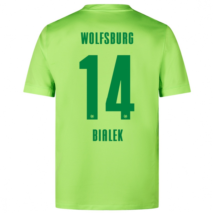 Men Football Bartosz Bialek #14 Fluorescent Green Home Jersey 2024/25 T-Shirt Nz