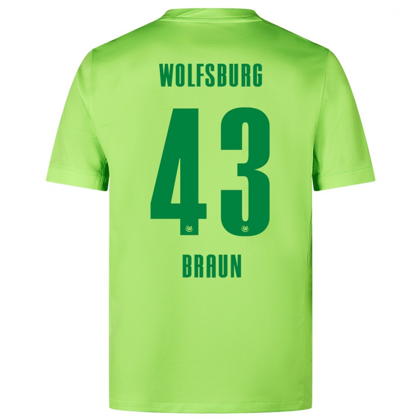 Men Football Manuel Braun #43 Fluorescent Green Home Jersey 2024/25 T-Shirt Nz