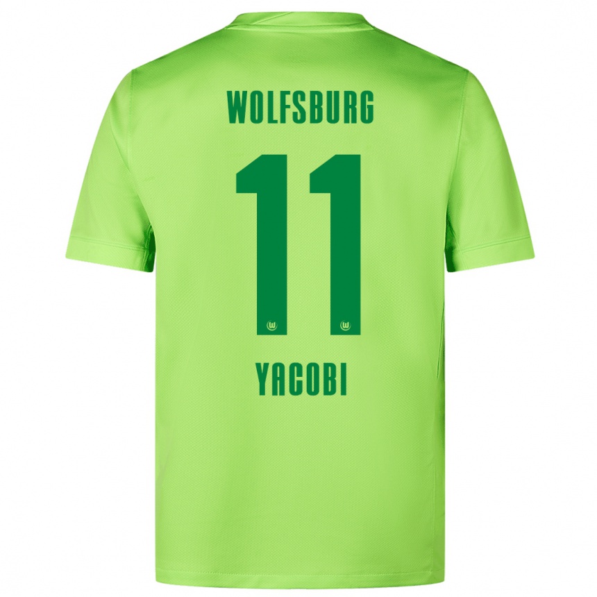 Men Football Nilas Yacobi #11 Fluorescent Green Home Jersey 2024/25 T-Shirt Nz