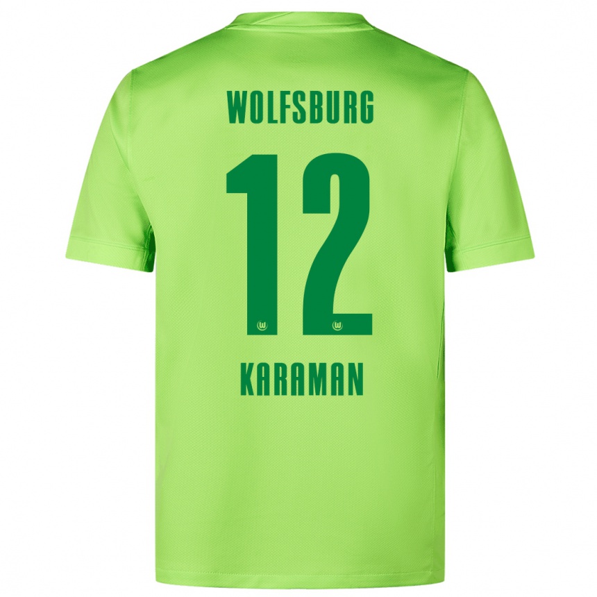 Men Football Tarik Karaman #12 Fluorescent Green Home Jersey 2024/25 T-Shirt Nz