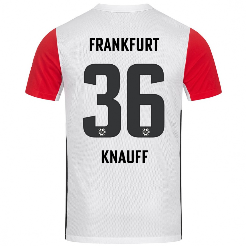 Men Football Ansgar Knauff #36 White Red Home Jersey 2024/25 T-Shirt Nz