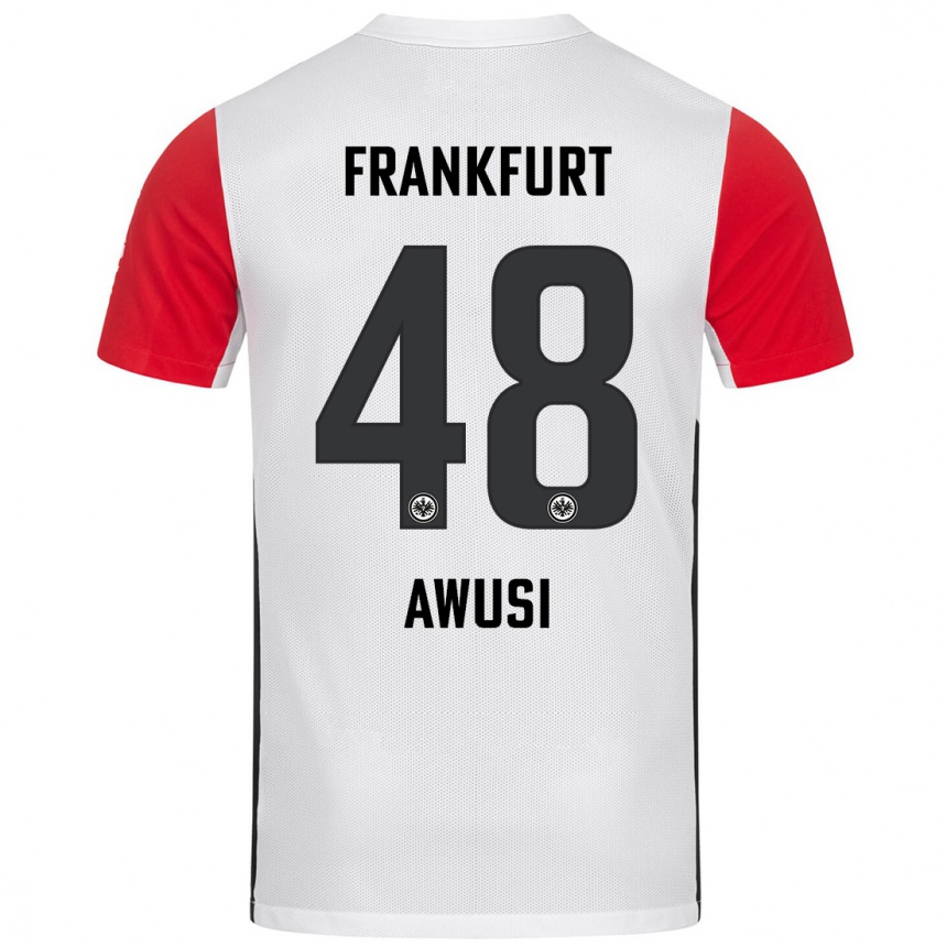 Men Football Junior Awusi #48 White Red Home Jersey 2024/25 T-Shirt Nz