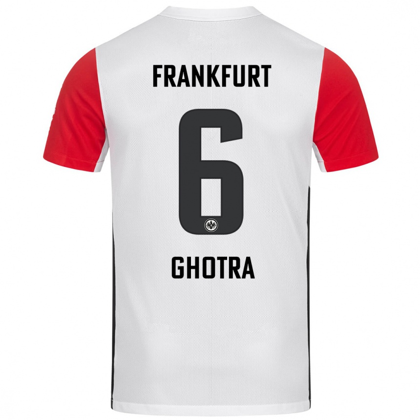 Men Football Harpreet Ghotra #6 White Red Home Jersey 2024/25 T-Shirt Nz