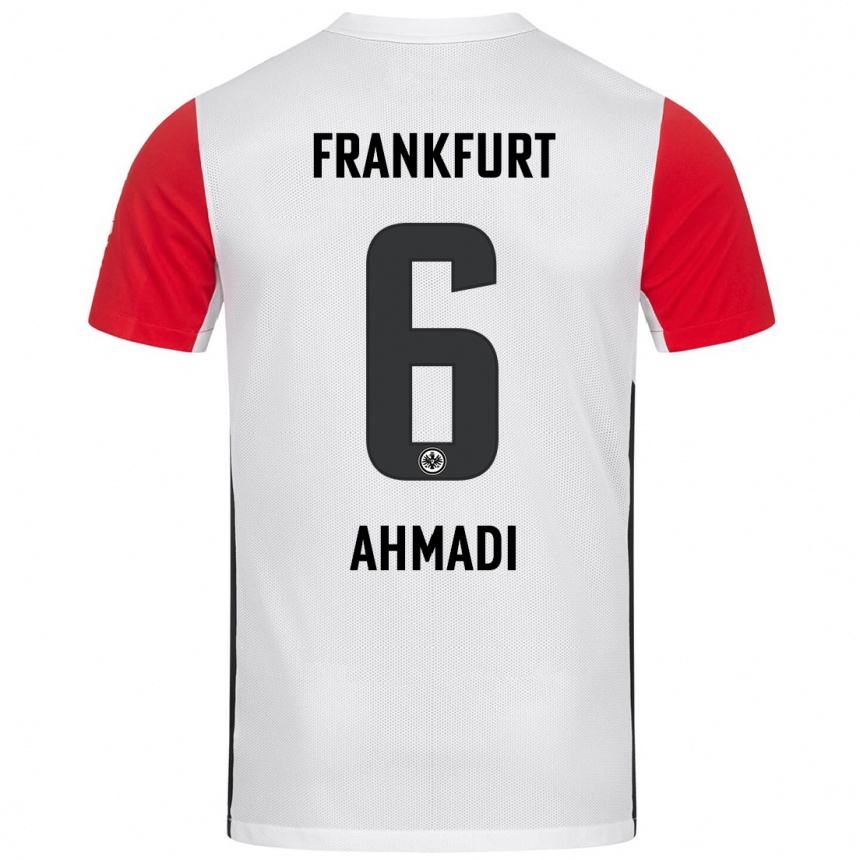 Men Football Shayan Ahmadi #6 White Red Home Jersey 2024/25 T-Shirt Nz