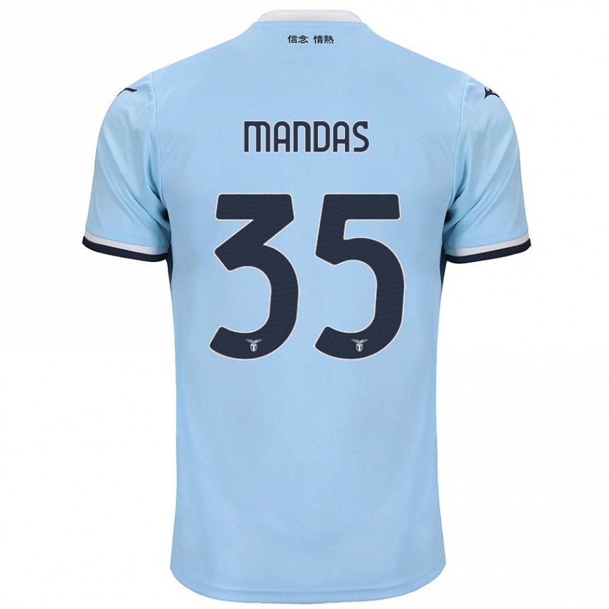 Men Football Christos Mandas #35 Blue Home Jersey 2024/25 T-Shirt Nz