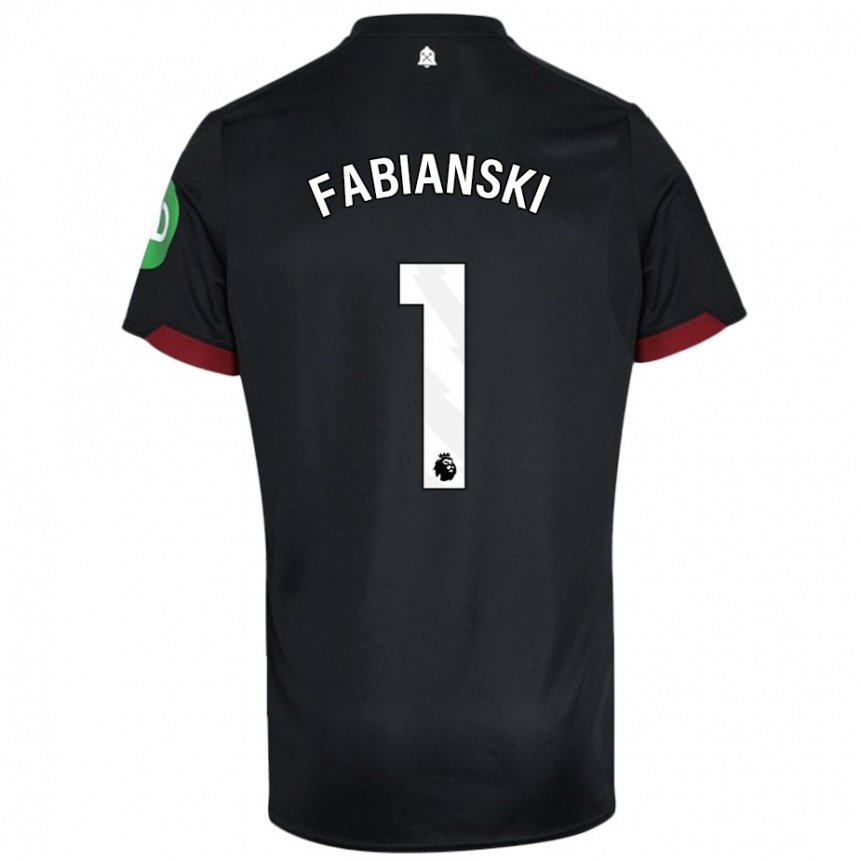 Men Football Lukasz Fabianski #1 Black White Away Jersey 2024/25 T-Shirt Nz