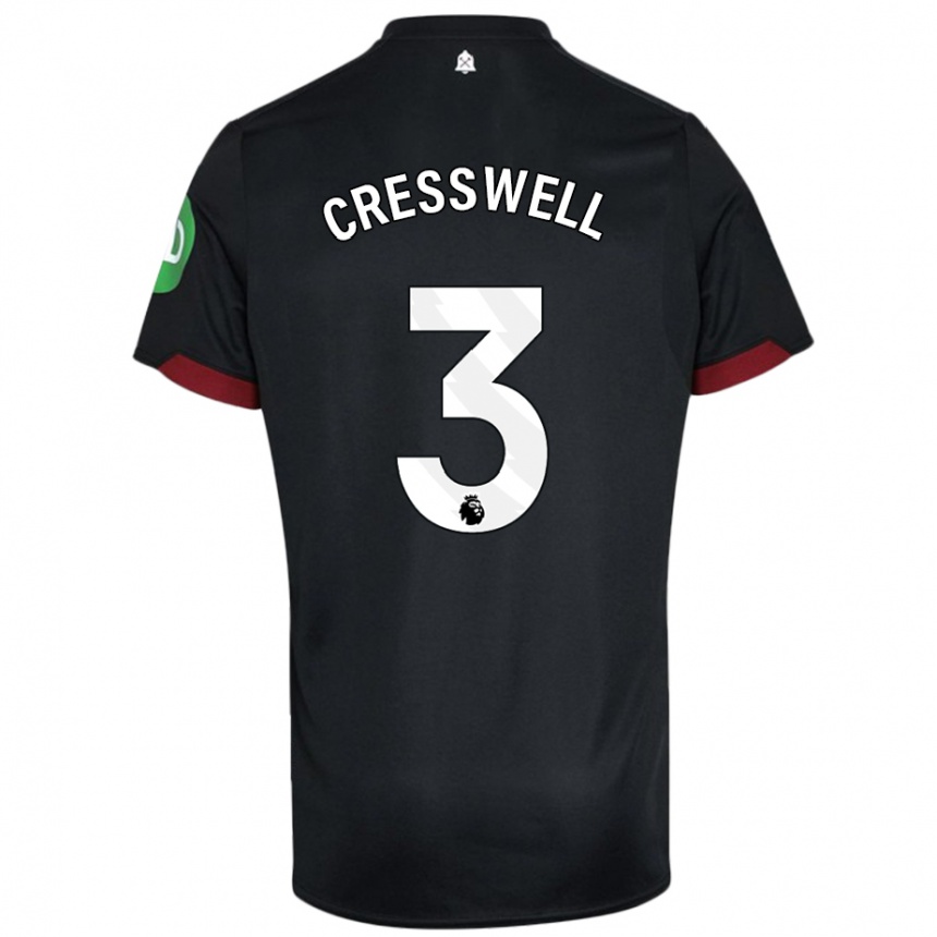 Men Football Aaron Cresswell #3 Black White Away Jersey 2024/25 T-Shirt Nz