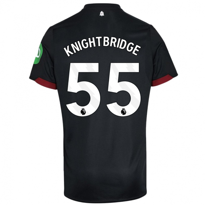 Men Football Jacob Knightbridge #55 Black White Away Jersey 2024/25 T-Shirt Nz