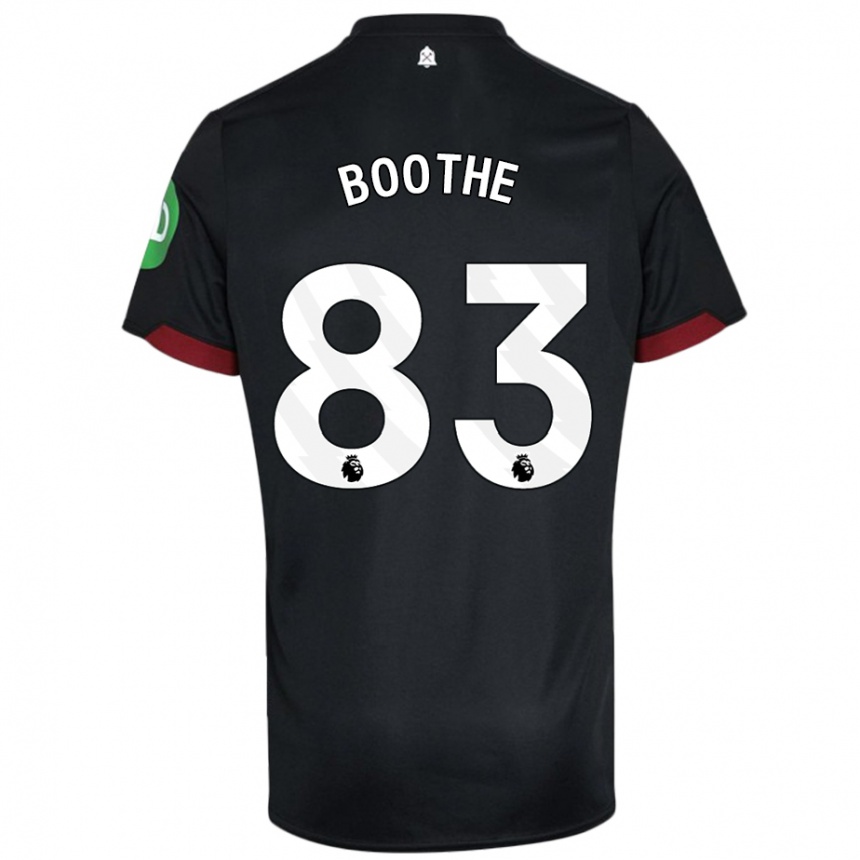 Men Football Sebastian Boothe #83 Black White Away Jersey 2024/25 T-Shirt Nz