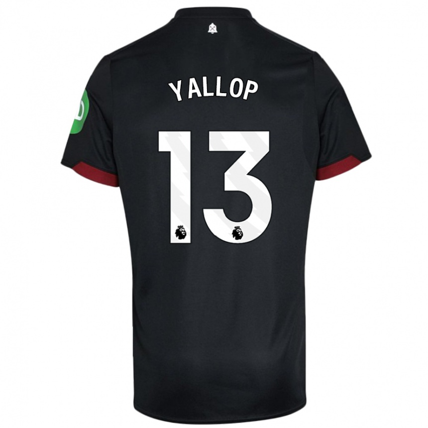 Men Football Tameka Yallop #13 Black White Away Jersey 2024/25 T-Shirt Nz