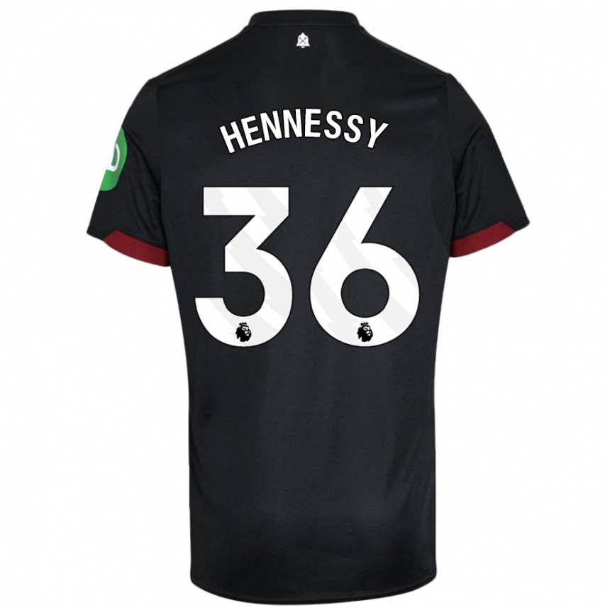 Men Football Alexandra Hennessy #36 Black White Away Jersey 2024/25 T-Shirt Nz