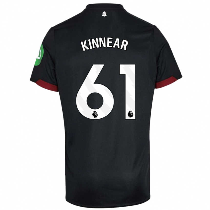 Men Football Brian Kinnear #61 Black White Away Jersey 2024/25 T-Shirt Nz