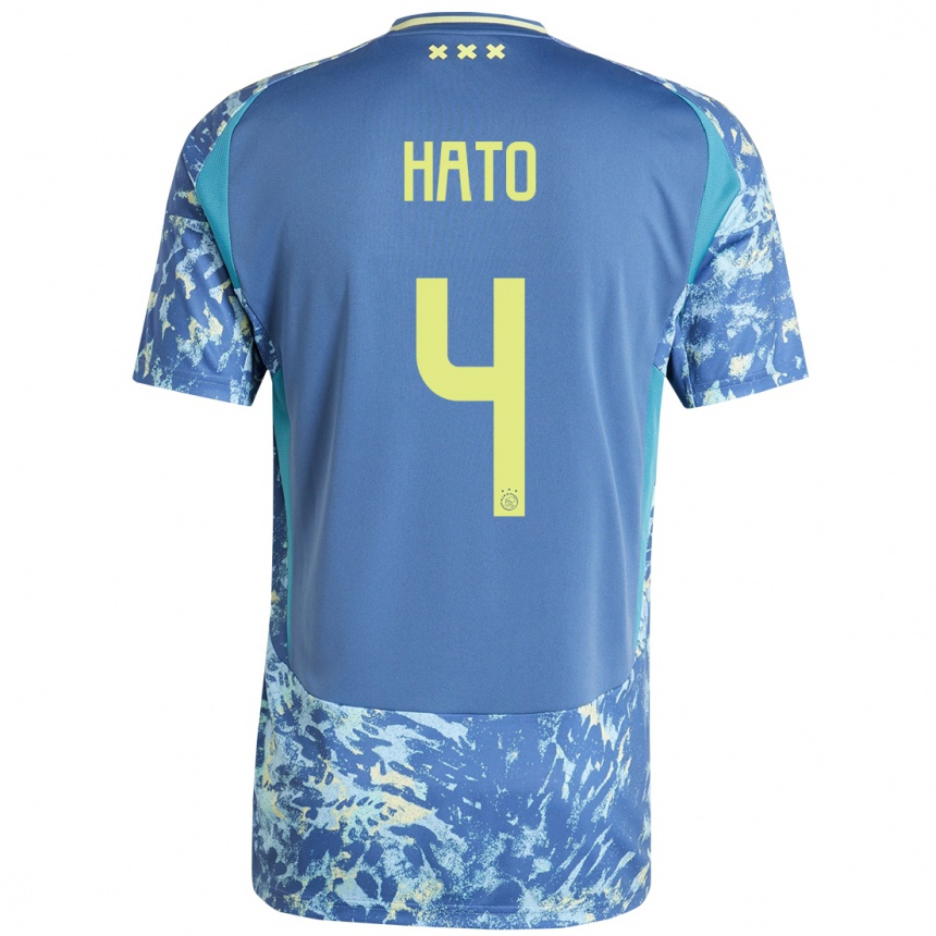 Men Football Jorrel Hato #4 Grey Blue Yellow Away Jersey 2024/25 T-Shirt Nz