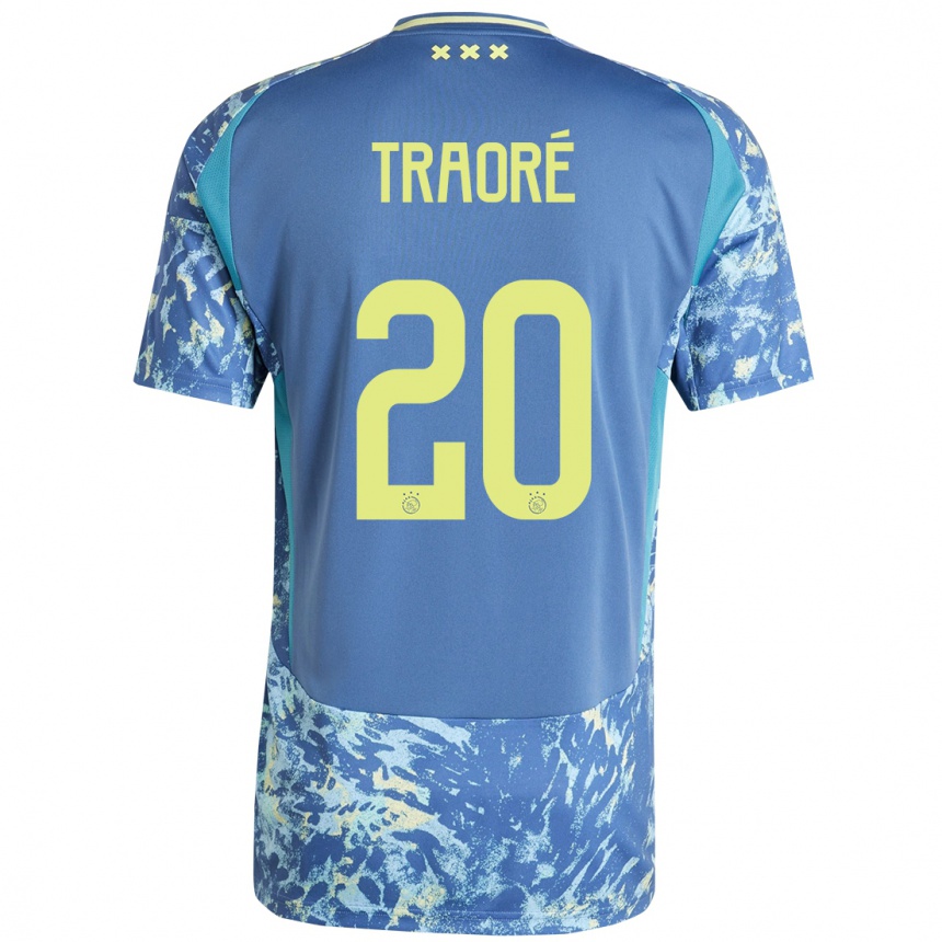 Men Football Bertrand Traoré #20 Grey Blue Yellow Away Jersey 2024/25 T-Shirt Nz