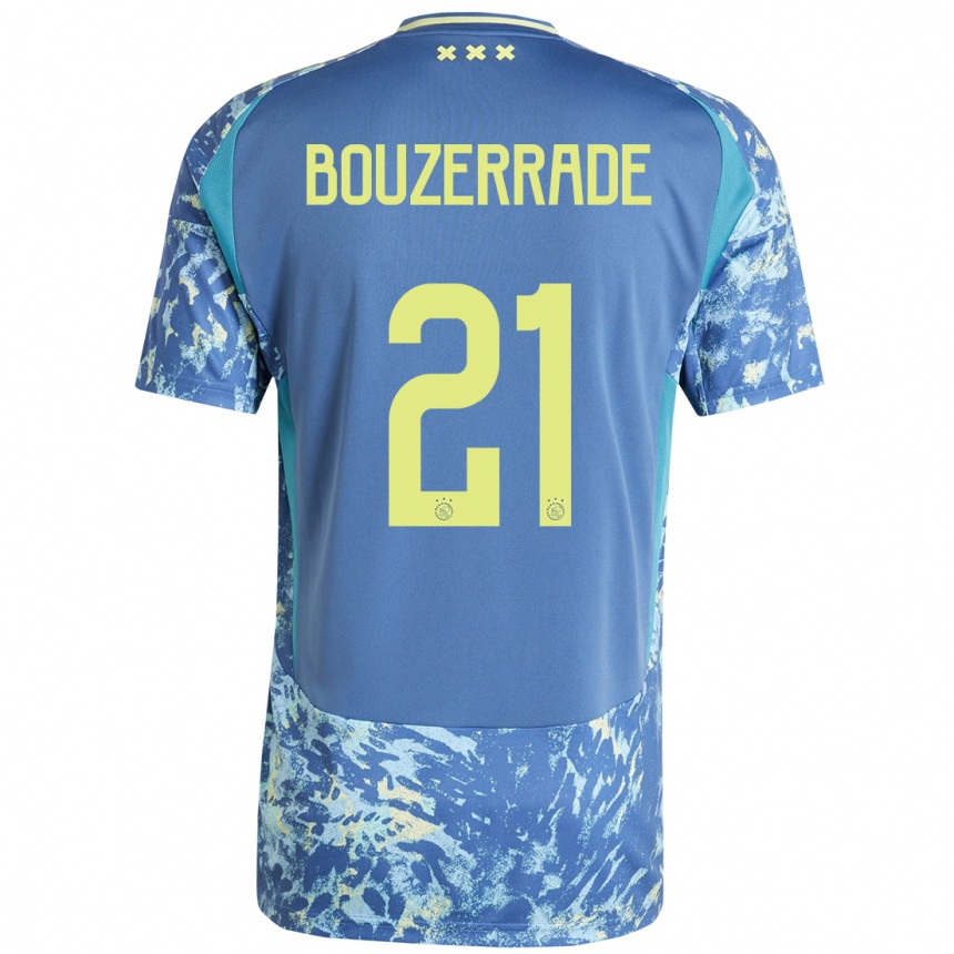 Men Football Zaina Bouzerrade #21 Grey Blue Yellow Away Jersey 2024/25 T-Shirt Nz