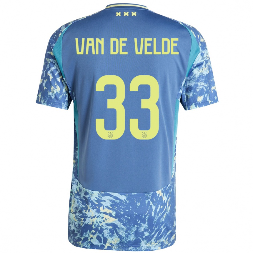 Men Football Jonna Van De Velde #33 Grey Blue Yellow Away Jersey 2024/25 T-Shirt Nz